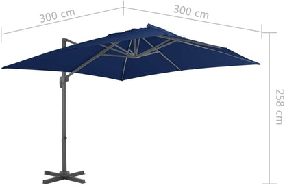 vidaXL Zweefparasol met aluminium paal 3x3 m azuurblauw