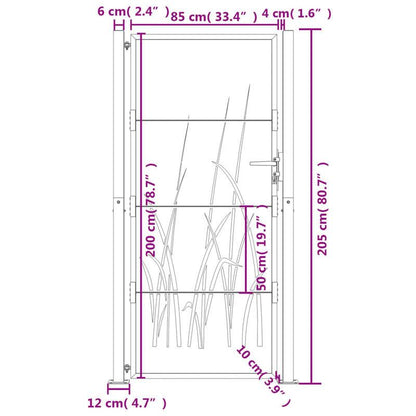 Tuinpoort – Toegangspoort – Sierpoort – Hek – Poortpaneel – Antraciet Staal – Grass Design – Weerbestendig – 105x205 cm