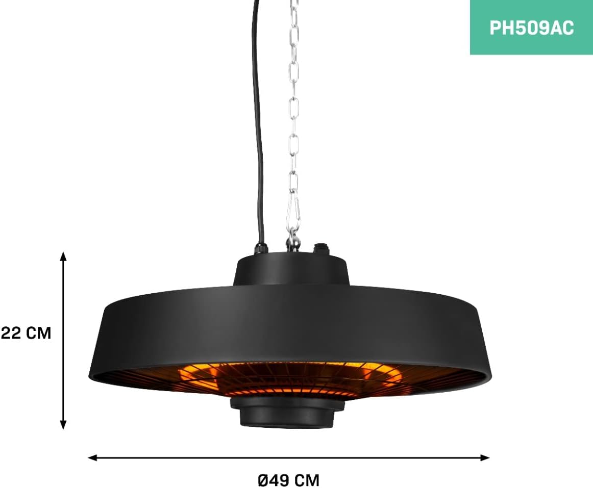 Terrasverwarmer – Buitenverwarmer – Infrarood Heater – Plafond Heater – Hangende Heater – 1500W Vermogen – Inclusief Afstandsbediening
