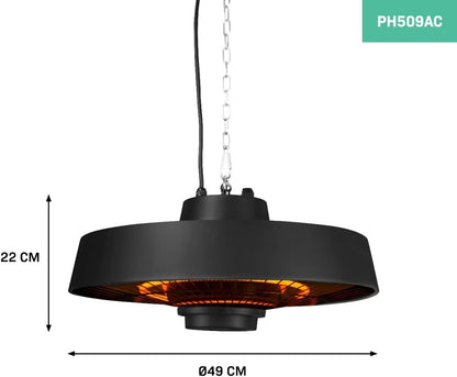 Terrasverwarmer – Buitenverwarmer – Infrarood Heater – Plafond Heater – Hangende Heater – 1500W Vermogen – Inclusief Afstandsbediening