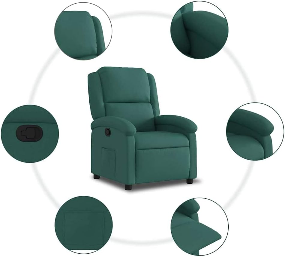 vidaXL Armchair adjustable fabric dark green
