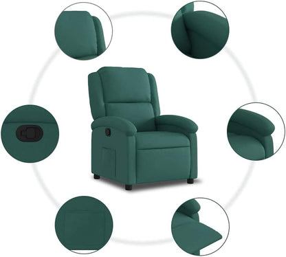 vidaXL Armchair adjustable fabric dark green