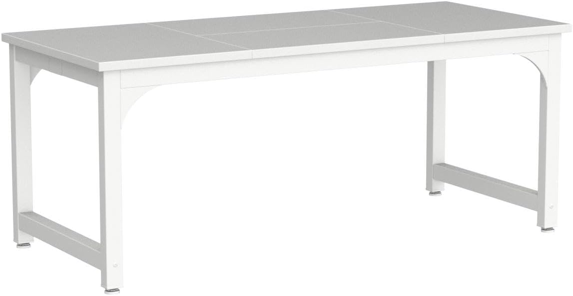 Tribesigns Computer Desk 180x80CM Large Industrial Desk for Home Office, PC and Laptop Workstation with Spacious Worktop and Leg Space, Sturdy Metal Frame (White)