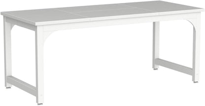 Tribesigns Computer Desk 180x80CM Large Industrial Desk for Home Office, PC and Laptop Workstation with Spacious Worktop and Leg Space, Sturdy Metal Frame (White)