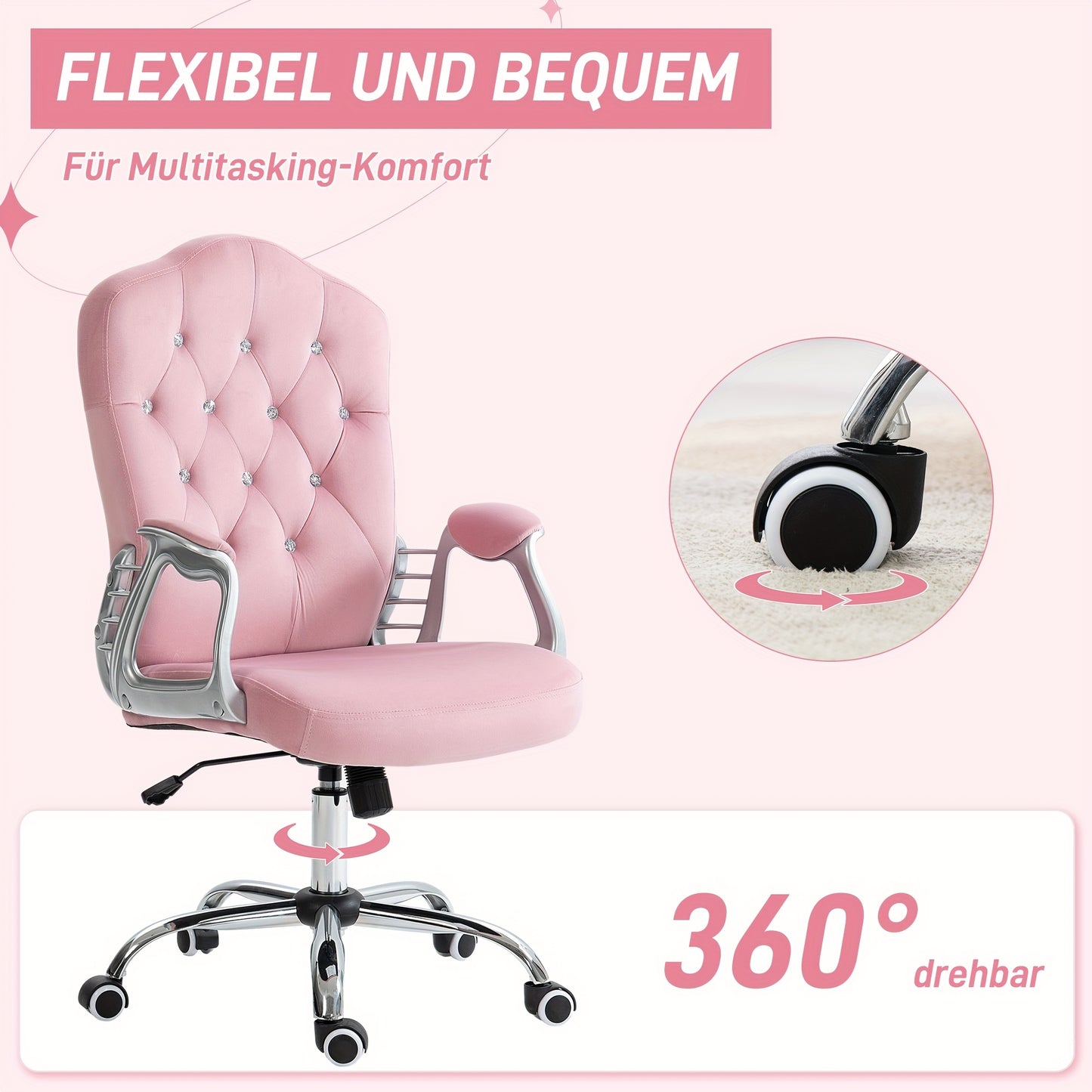 Bureaustoel – Ergonomische Stoel – Kantoorstoel – Gamestoel – Draaistoel – Schommelfunctie – In Hoogte Verstelbaar – Maximaal 120 kg – Roze