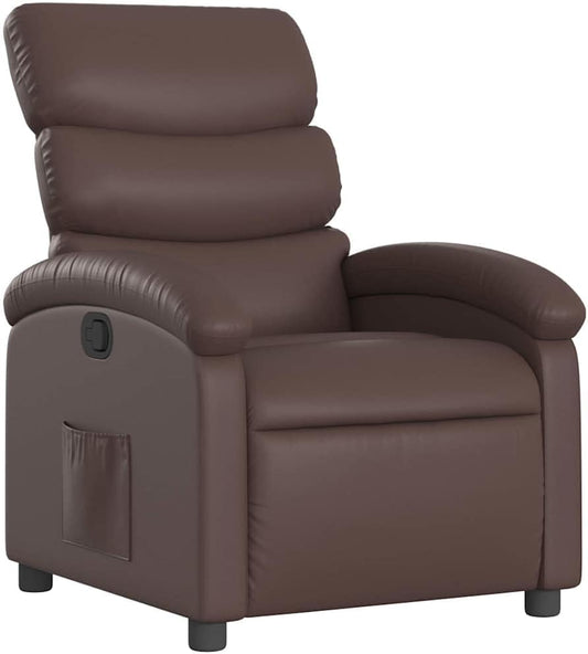 Fauteuil Verstelbaar Kunstleer Bruin – Relaxfauteuil – Relaxstoel – Armstoel – Leunstoel – Maximaal Comfort – Handmatig Verstelbaar Tot 135 Graden