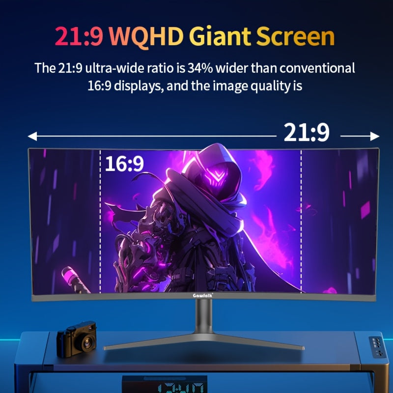 Gaming Monitor – Gaming Scherm – Curved Monitor – Ultrawide Display – 37,5 Inch 4K UHD – 144Hz Refresh Rate – 2500R Curved Scherm – Hoogte Verstelbaar VA Paneel