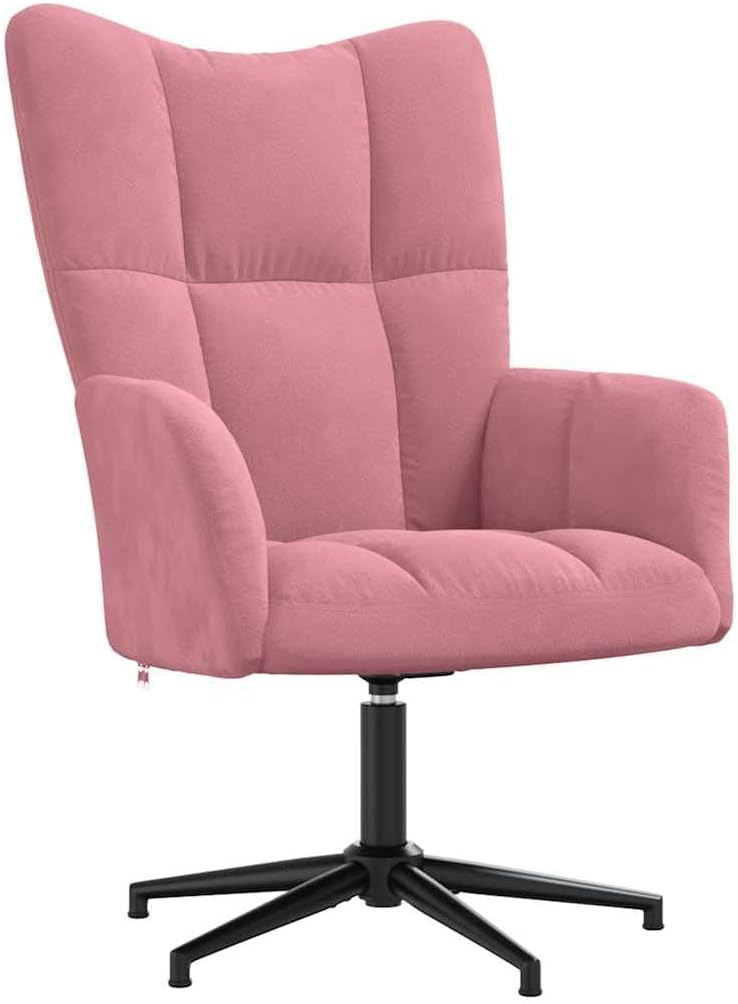 Relaxstoel Met Poef – Tv-Stoel – Ligstoel – Fauteuil – Slaapkamerstoel – Roze Fluweel – 360 Graden Draaibaar – Comfortabel Schuimrubber