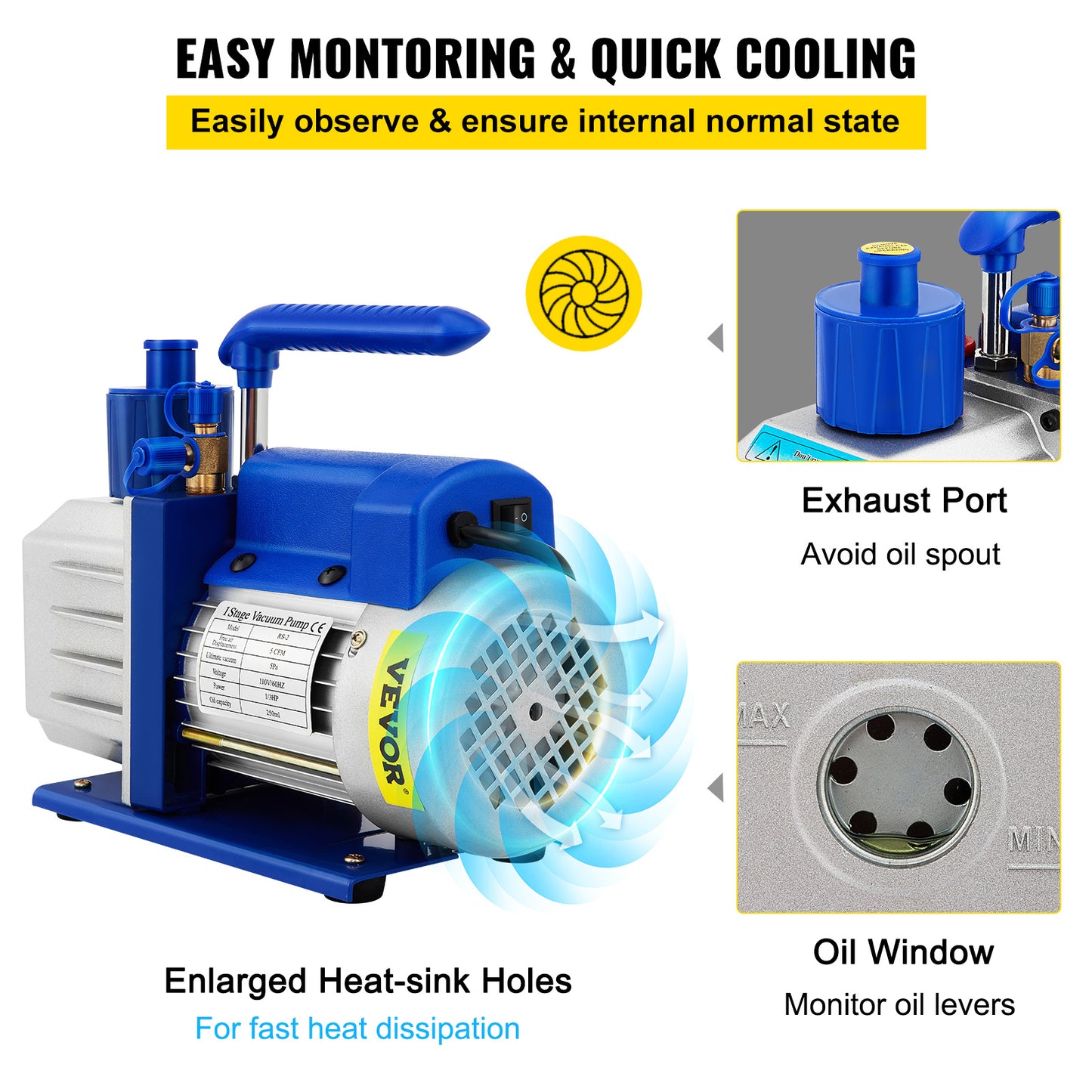 Vacuümkamer – Vacuümpomp – Ontgassingskamer – Vacuümset – Vacuümmachine – 5 Gallon RVS Kamer – Krachtige 5 CFM 1/3 PK Pomp