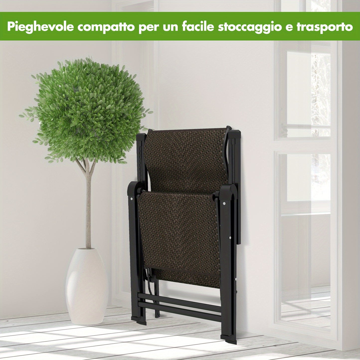 Ligstoel – Tuinstoel – Loungestoel – Strandstoel – Zonnestoel – Set Van 2 – Verstelbare Rugleuning – Duurzaam PE Rattan En Stalen Frame