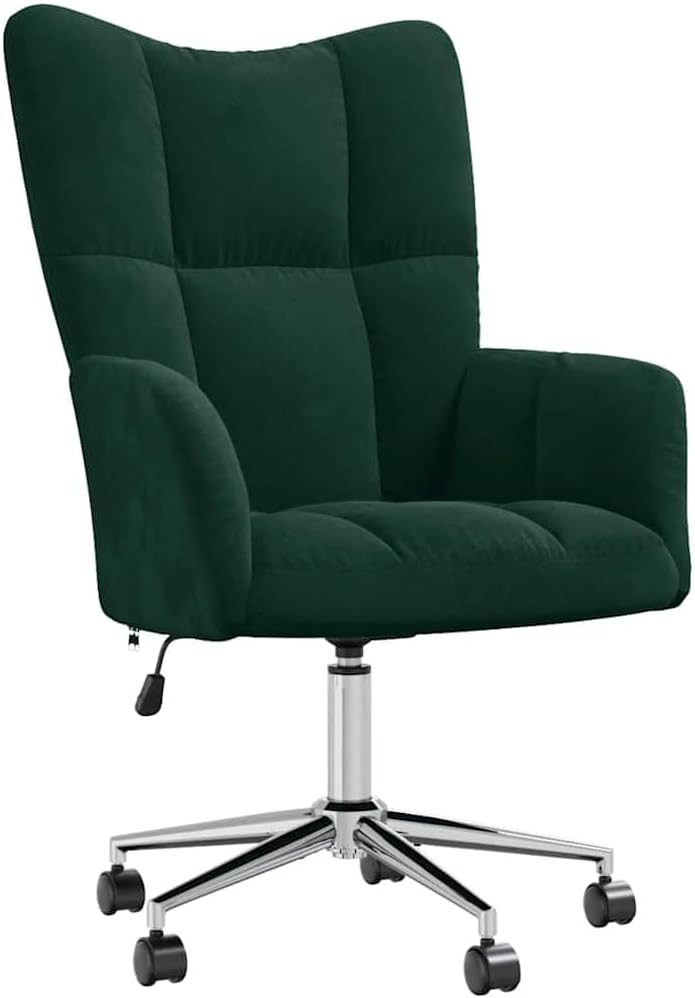 Relaxstoel Donkergroen – Fauteuil – Tv-Stoel – Leunstoel – Ligstoel – Verstelbare Zithoogte – 360° Draaibaar Met Wieltjes