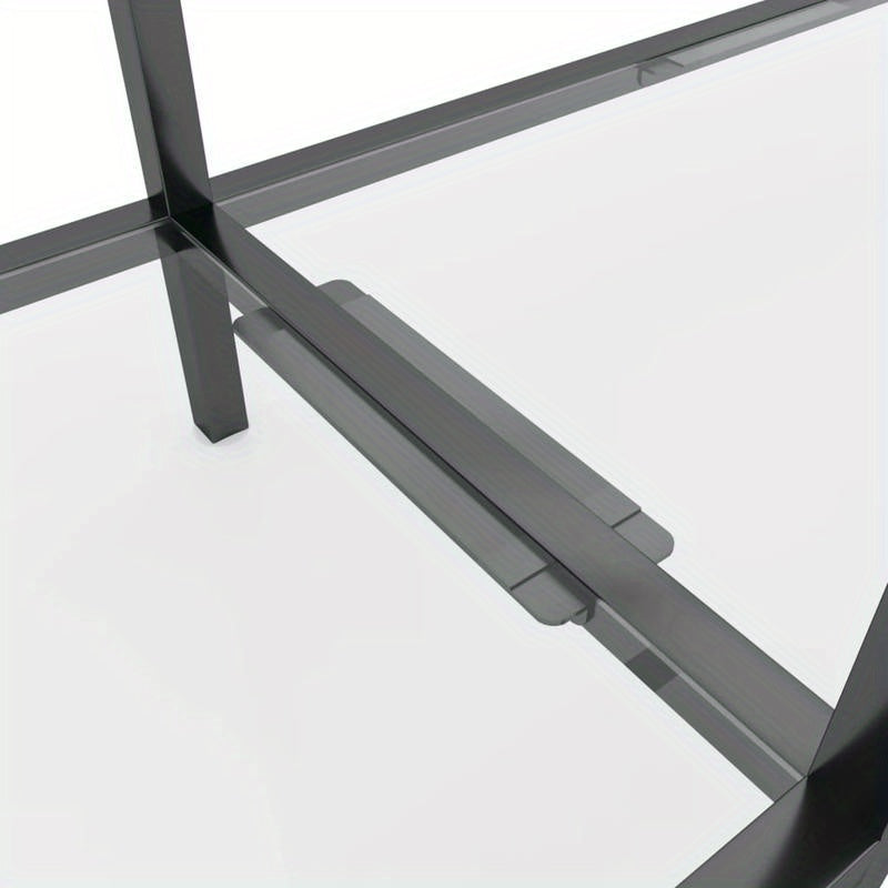Elegant Transparent Tempered Glass Wall Table, 219.71cm x 34.8cm x 75.18cm - Sleek Modern Design with X-Shaped Metal Frame, Spacious Display Shelf for Living Room, Bedroom, Office - Minimalist & Contemporary Style, Aesthetic