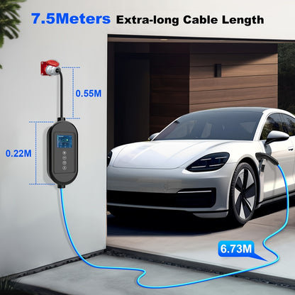 Laadkabel elektrische auto – Type 2 lader – Mobiele oplader – Thuislader – 3-fase laadkabel – 11 kW – 7,5 meter – Instelbare stroom 8-16A – 3-fase CEE stekker