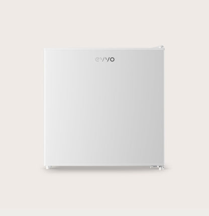 EVVO Mini-koelkast F22, 46 l, wit, energiebesparend 80 kWh/jaar, 41 dB, compact 48,5 cm, ideaal voor slaapkamer, kantoor en studio, stille mini-koelkast voor dranken en snacks