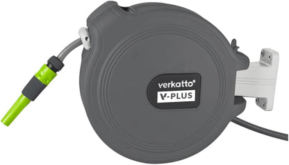MIVOS Wandgemonteerde slanghaspel 20 m + 2 m - Automatische tuinslanghaspel - slangbox met sproeikop - Flexibele besproeiing voor tuinen
