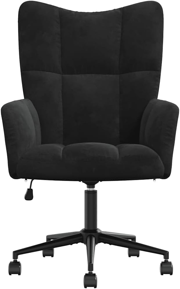 Relaxstoel Zwart Fluweel – Relaxstoel Met Armleuningen – Loungestoel – Televisiestoel – Oorfauteuil – 360 Graden Draaibaar – Verstelbare Zithoogte
