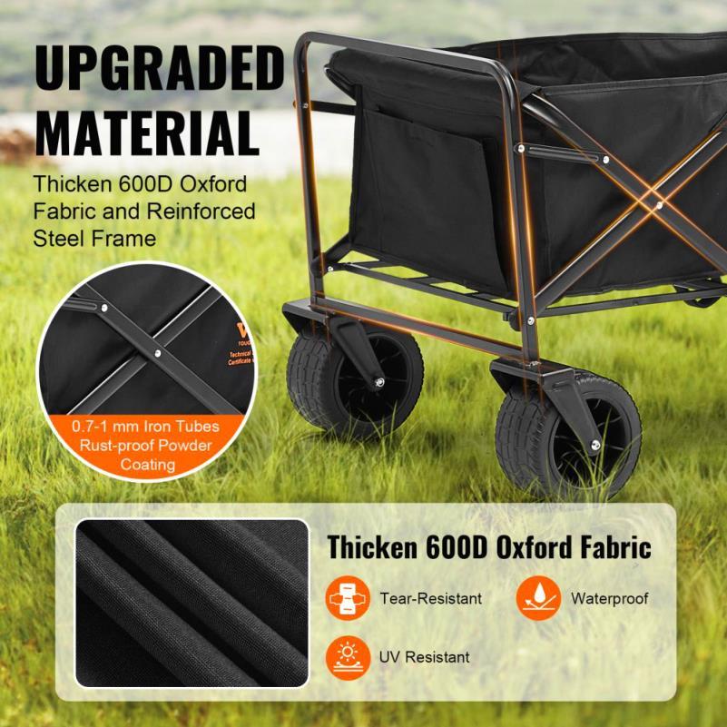 All Terrain Strandwagen – Strandkar – Vouwkar – Bolderkar – Boodschappenwagen – Draagkracht Tot 158 Kg – Stevige Brede Banden