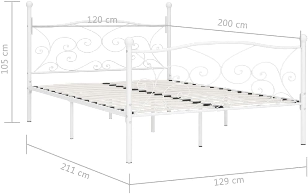 VidaXL Bedframe lattenbodem metaal 120x200 cm wit