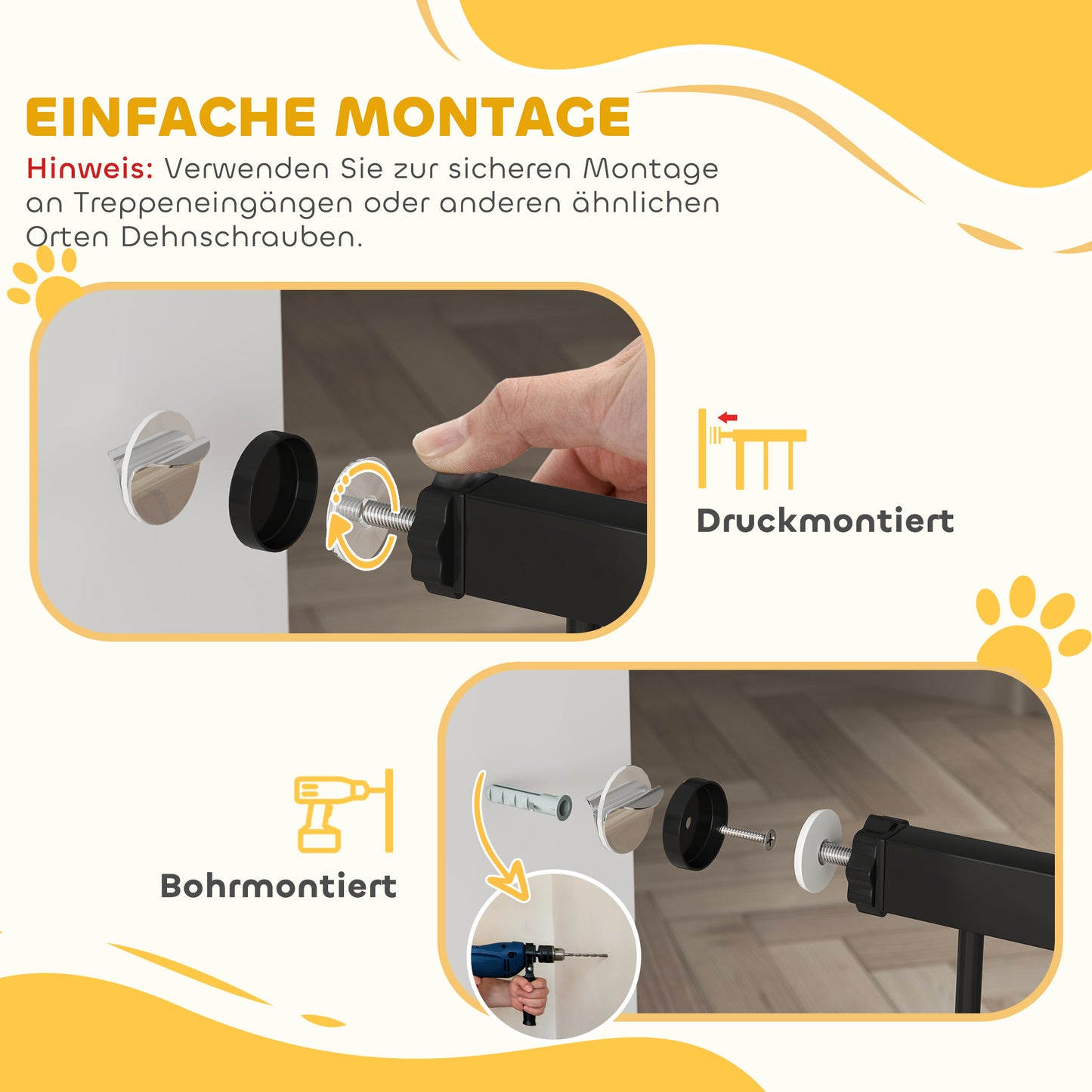 Deurbeveiliging Hondenhek – Traphekje – Huisdier Barrière – Honden Barrière – Verstelbaar Hek Zwart – 76-104 cm Breedte – Drukmontage Zonder Boren