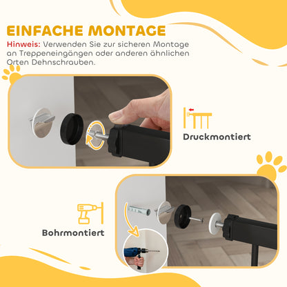 Deurbeveiliging Hondenhek – Traphekje – Huisdier Barrière – Honden Barrière – Verstelbaar Hek Zwart – 76-104 cm Breedte – Drukmontage Zonder Boren