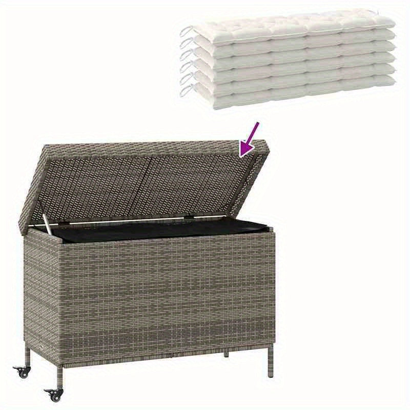 Opbergbox Tuin – Tuinkussenbox – Tuinkist – Kussenbox – Tuinopbergbox – Poly Rattan – Weerbestendig – Met Wieltjes – 110x55x73 cm – Mobiel en Duurzaam