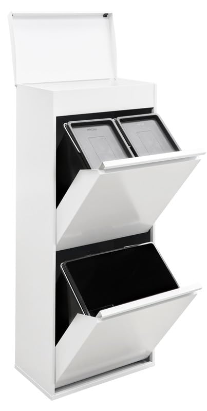 ARREGUI Top CR421-B Recycling Container | Waste Container with Storage Compartment | 3 Compartments 11+11+23 L (45 L) | Inner Buckets for PMD and GFT | Recycle Bin for Waste Separation | Waste Bin for - QUORE