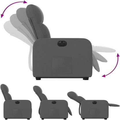 Elektrische Relaxstoel – Opstastoel – Fauteuil Met Opstahulp – Televisiestoel – Ligstoel – Donkergrijze Stof – Verstelbare Ligfunctie – Ingebouwde Opstahulp