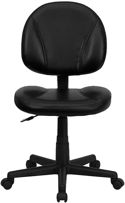 Flash Furniture Mid-Back lederen ergonomische draaibare taakstoel, metaal, zwart, 58,42 x 55,88 x 22,86 cm