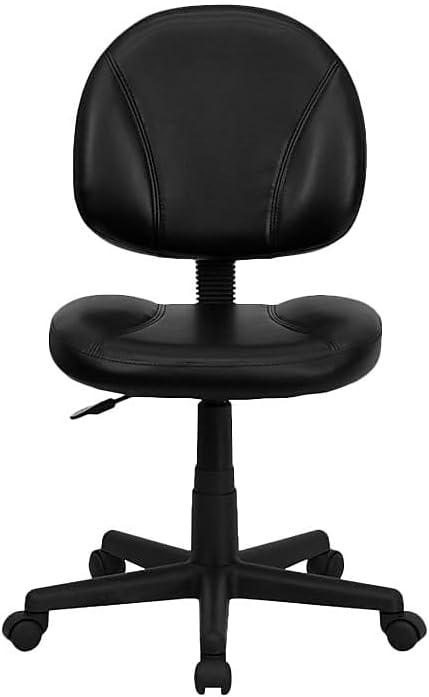Flash Furniture Mid-Back lederen ergonomische draaibare taakstoel, metaal, zwart, 58,42 x 55,88 x 22,86 cm