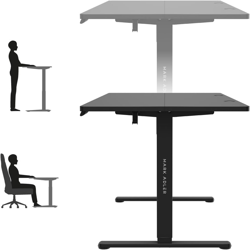 MARK ADLER Leader 7.6 Black Stand Desk Height Adjustable 160 x 80 cm 3 Memory Control Touch Screen Cable Pass-Through Headphone Hook Cup Holder Black - QUORE