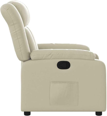 Relaxstoel crème kunstleer TV fauteuil met ligfunctie, enkele ligstoel relaxstoel voor woonkamer, slaapkamer handmatig kantelsysteem MA8 - QUORE