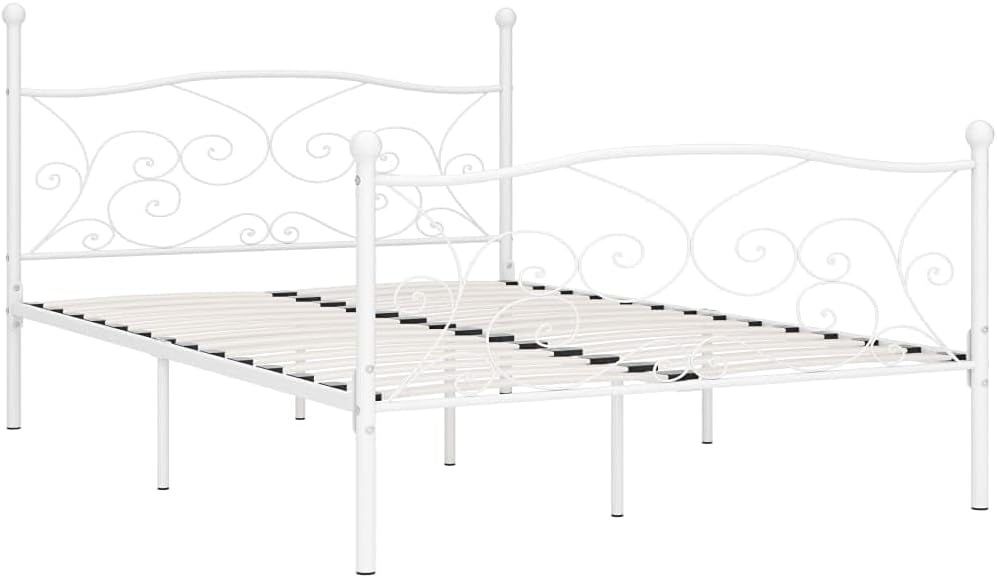 vidaXL Bedframe met Lattenbodem Bed Frame Ledikant Bedden Slaapmeubel Slaapkamermeubelen Bedomranding Slaapbed Metaal Wit 140x200 cm
