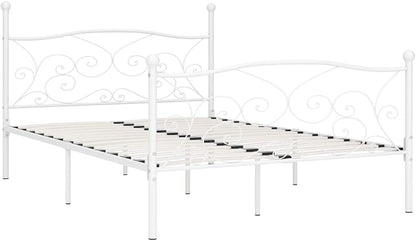 vidaXL Bedframe met Lattenbodem Bed Frame Ledikant Bedden Slaapmeubel Slaapkamermeubelen Bedomranding Slaapbed Metaal Wit 140x200 cm