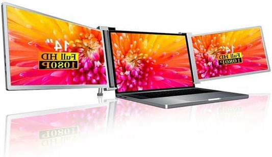 Lipa HDR-75 Triple Portable monitor Full HD - Extra monitor laptop - Tri-screen- Triple monitor - 1 Cable model also for Macbooks and Windows - Plug & Play - For screens between 14 and 17.3 inch - QUORE