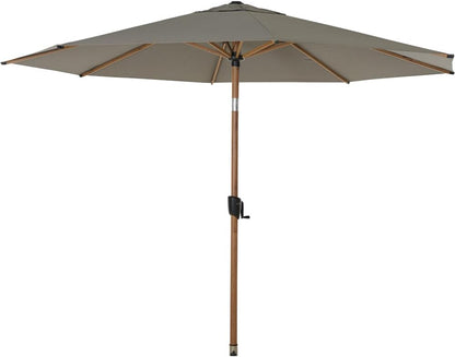 Siena Garden Vero middenstokscherm houtlook Ø 300 cm frame aluminium houtlook, bekleding 100% polyester, 280 g/m² in taupe-gemêleerd, UPF 50+