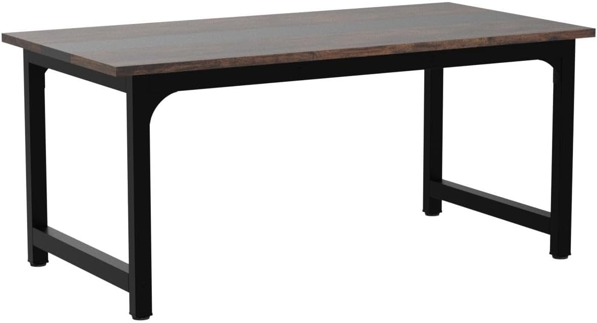 Tribesigns Modern Computer Table, Large Desk Table, Computer Table, Study, Desk, Workplace for Home Office, Rustic/Black (160 * 80cm)