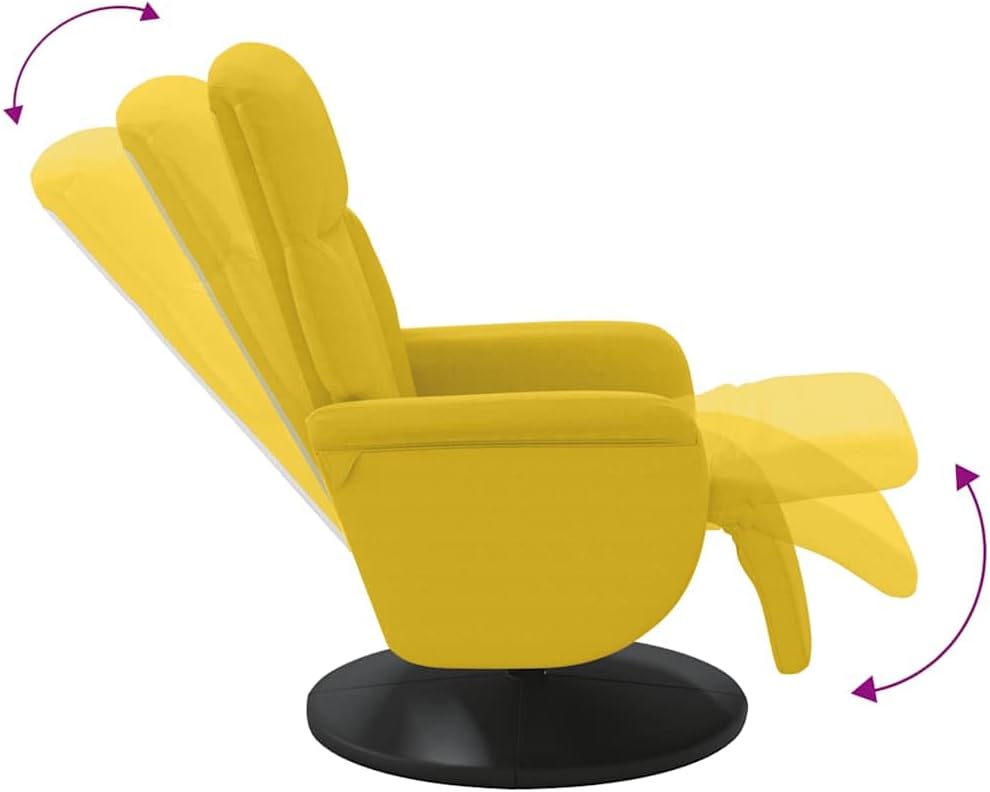 Relaxstoel met voeteneinde, geel, fluweel, tv-stoel met ligfunctie, enkele ligstoel, relaxstoel voor woonkamer, slaapkamer - QUORE