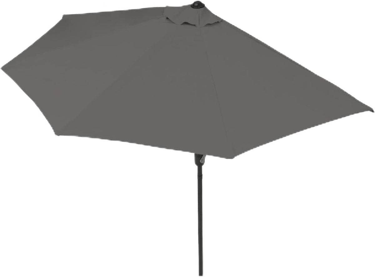EASYmaxx Parasol voor balkon/terras, halfrond, kan precies aan de muur worden geplaatst, met praktische handslinger, uv-bescherming 40+, 270 x 130 cm, modieus grijs, grijs, Groß, halfrond