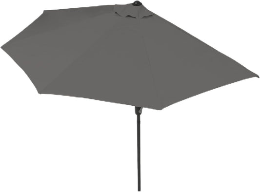 EASYmaxx Parasol voor balkon/terras, halfrond, kan precies aan de muur worden geplaatst, met praktische handslinger, uv-bescherming 40+, 270 x 130 cm, modieus grijs, grijs, Groß, halfrond