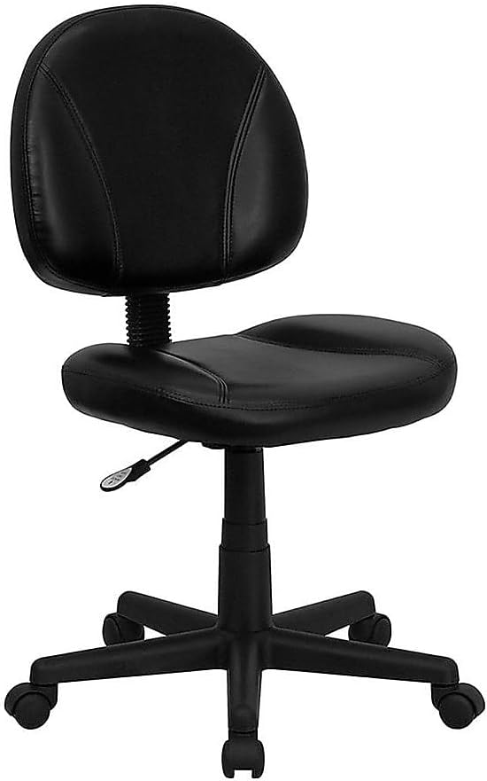 Flash Furniture Mid-Back lederen ergonomische draaibare taakstoel, metaal, zwart, 58,42 x 55,88 x 22,86 cm