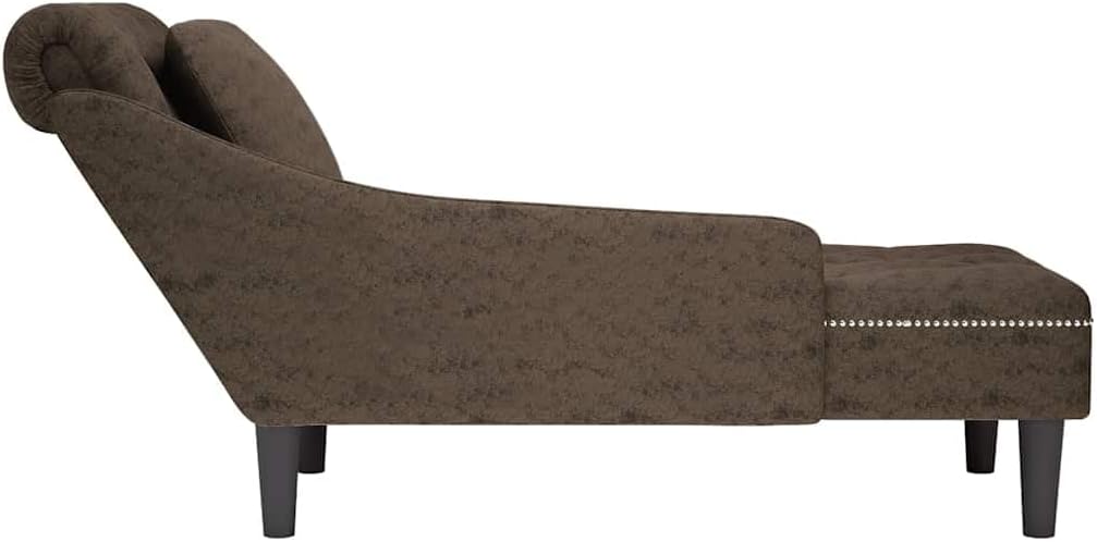 vidaXL Chaise longue cushion and right armrest leatherette dark gray,chaise lounge chair,chaise lounge chair,lounge chair,chaise lounge chair