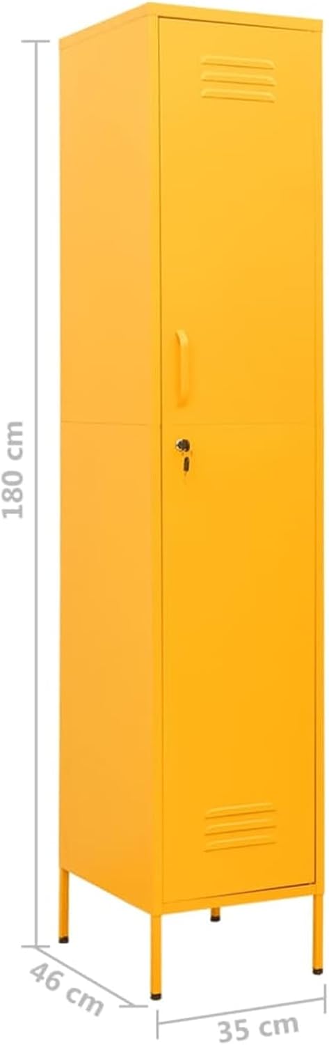 Safe Box Mustard Yellow 35x46x180cm Steel, Worker Lockers,Metal Locker,Thin Storage Cabinet - QUORE