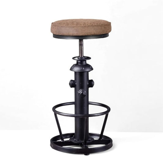 Industriële barkrukken-Swivel Pu Seat-Vintage Kitchen Island Kruk-Counter Bar Hoogte Verstelbaar 25-31 "Voetsteun
