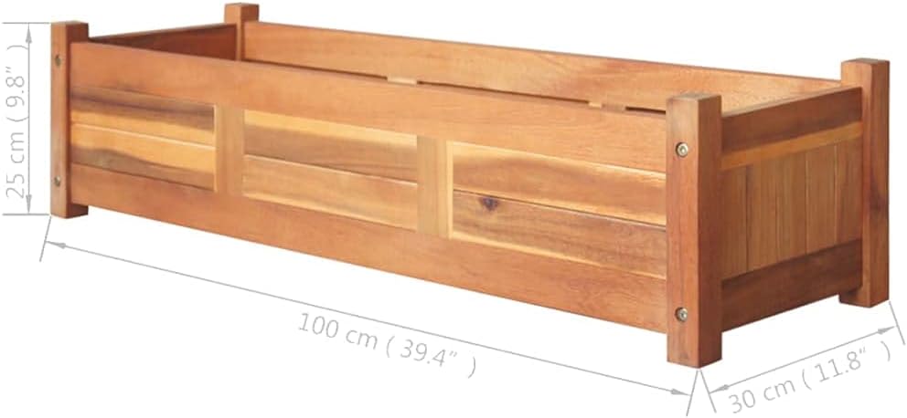 Trellis Trellis Flower box, Trellis with planter for garden, terrace and balcony! Garden raised beds 2 pieces acacia wood 100x30x25cm - QUORE