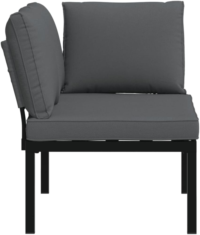 vidaXL Garden bench with cushions aluminum black - QUORE