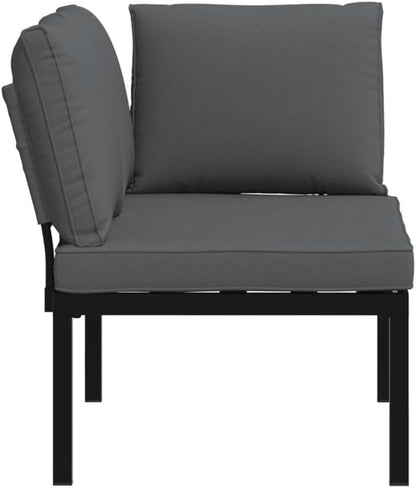vidaXL Garden bench with cushions aluminum black - QUORE
