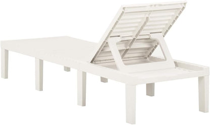 Ligbed – Zonnebed – Ligstoel – Lounger – Tuinbed – Kunststof – Wit – Verstelbare Rugleuning – Lichtgewicht Design