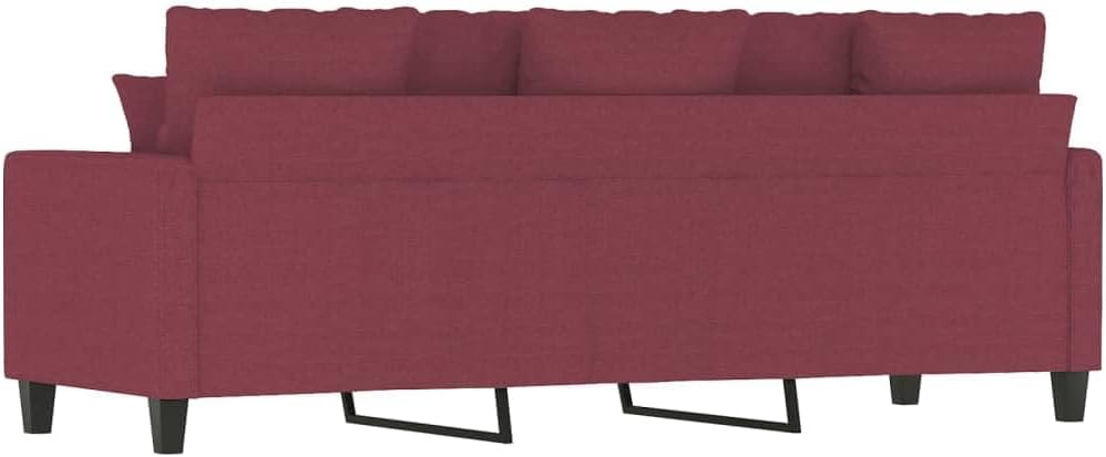 Gecheer 3 Seater Sofa Lounge Sofa with Armrests, Club Bench, Guest Bed, Sofa Bed, Living Room Bed, Sofa Bed, 198 x 77 x 80 cm (W x D x H), Metal Frame, Three Seater, Wine Red - QUORE