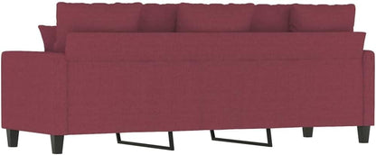 Gecheer 3 Seater Sofa Lounge Sofa with Armrests, Club Bench, Guest Bed, Sofa Bed, Living Room Bed, Sofa Bed, 198 x 77 x 80 cm (W x D x H), Metal Frame, Three Seater, Wine Red - QUORE