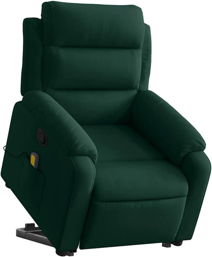 Relaxstoel – Opstahulp Stoel – Tv-Stoel – Ligstoel – Fauteuil – Elektrische Opstahulp – Donkergroen Fluweel